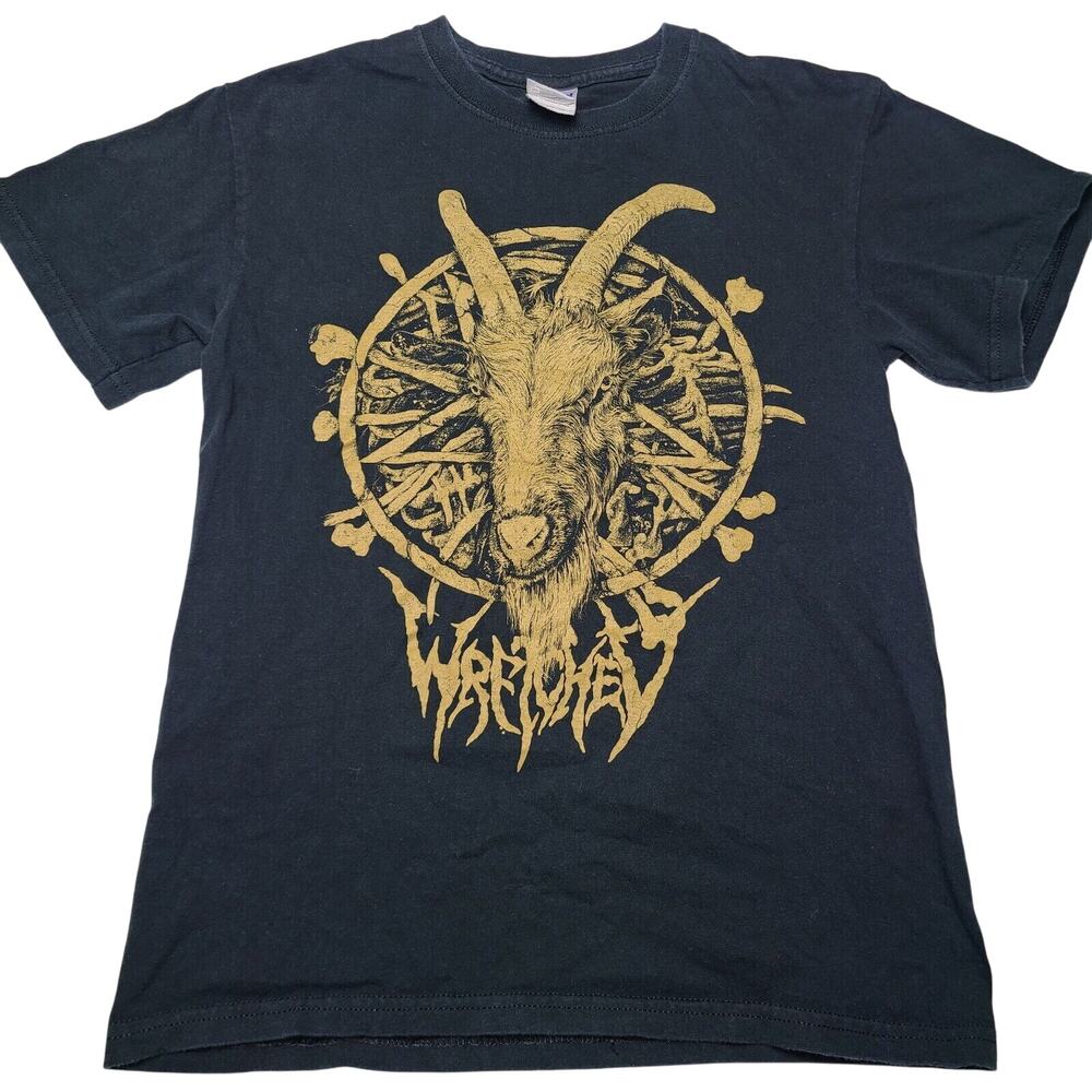 Wretched T-Shirt Black Metal Band Graphic Cotton T-Shirt Size Small Y2K Goat